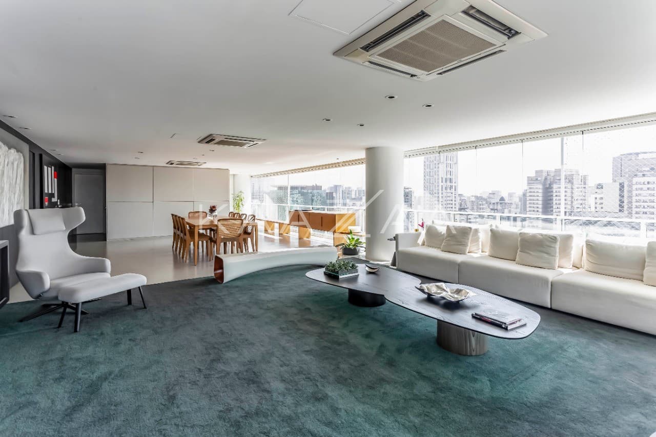 A cidade brilha pelos janelões de ponta a ponta. Cobertura clean e moderna no Itaim Bibi. - Foto 1