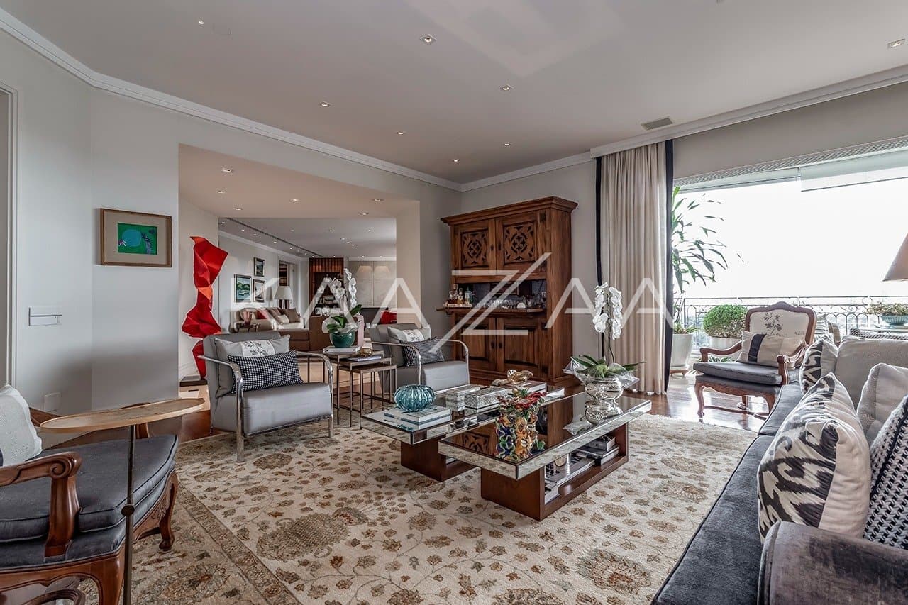 Ambientes suntuosos, planta ampla e vista panorâmica. Apartamento neoclássico no Jardim Guedala. - Foto 6